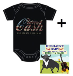 Gavesæt Johnny Cash American Flag-babybody & Rockabyebaby-cd