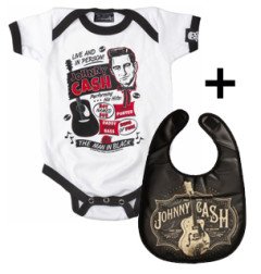Cadeauset Johnny Cash Baby Romper Flyer & Cash Slabbetje Man