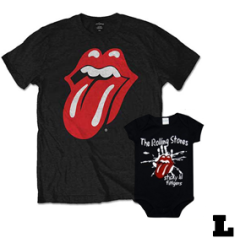 Duo Rockset Rolling Stones papa t-shirt L & Rolling Stones baby romper Sticky Fingers
