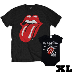 Duo Rockset Rolling Stones papa t-shirt XL & Rolling Stones baby romper Sticky Fingers