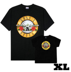 Duo Rockset Guns and Roses papa t-shirt XL & Guns and Roses baby/kinder t-shirt Bullet 