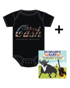Gavesæt Johnny Cash American Flag-babybody & Rockabyebaby-cd
