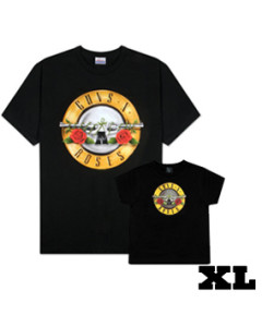 Duo Rockset Guns and Roses papa t-shirt XL & Guns and Roses baby/kinder t-shirt Bullet