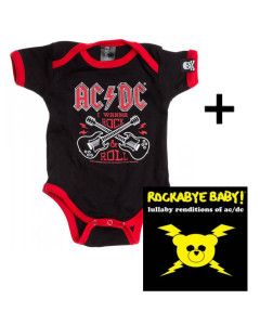Gavesæt AC/DC Rock 'n Roll-babybody & AC/DC Rockabyebaby-cd
